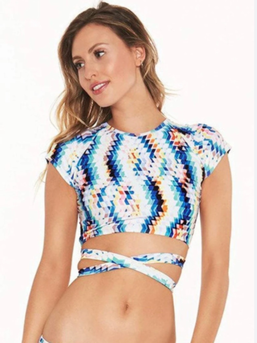 3 for $20 Summer‎ Crop Rash Guard Swim Top L*Space Bowie Wrap L- Diamond Daze